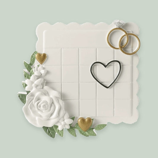 Wedding Date Calendar ornament on a sage green background
