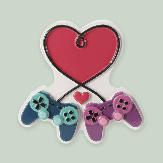 Gaming Couple ornament on a sage green background