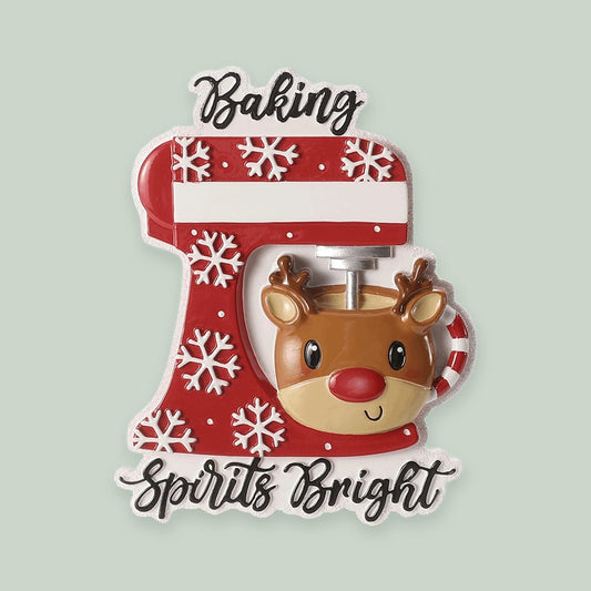 Christmas Mixer ornament on a sage green background