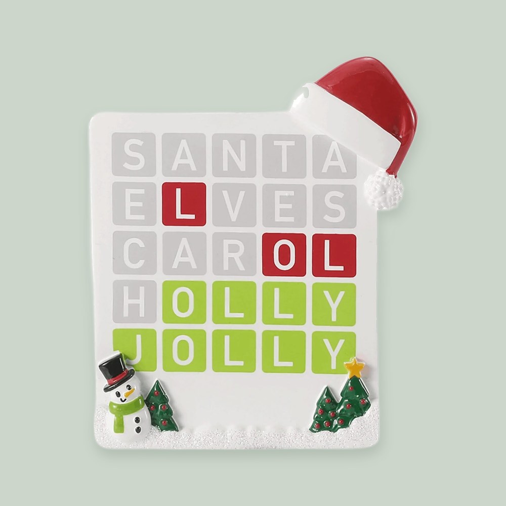 Word Game ornament on a sage green background