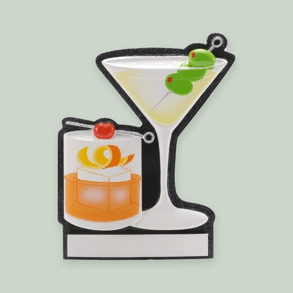 Mixologist ornament on a sage green background