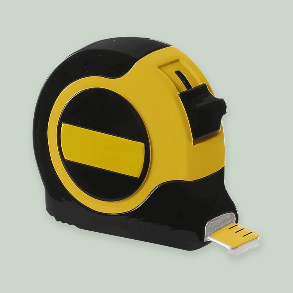 Tape Measure ornament on a sage green background