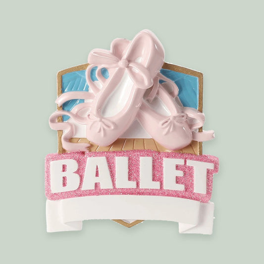 Ballet Slippers ornament on a sage green background