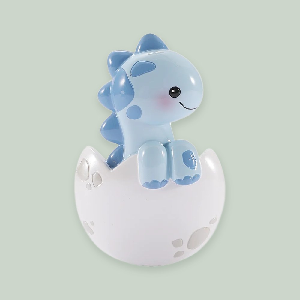 Baby Brontosaurus- Blue ornament on a sage green background