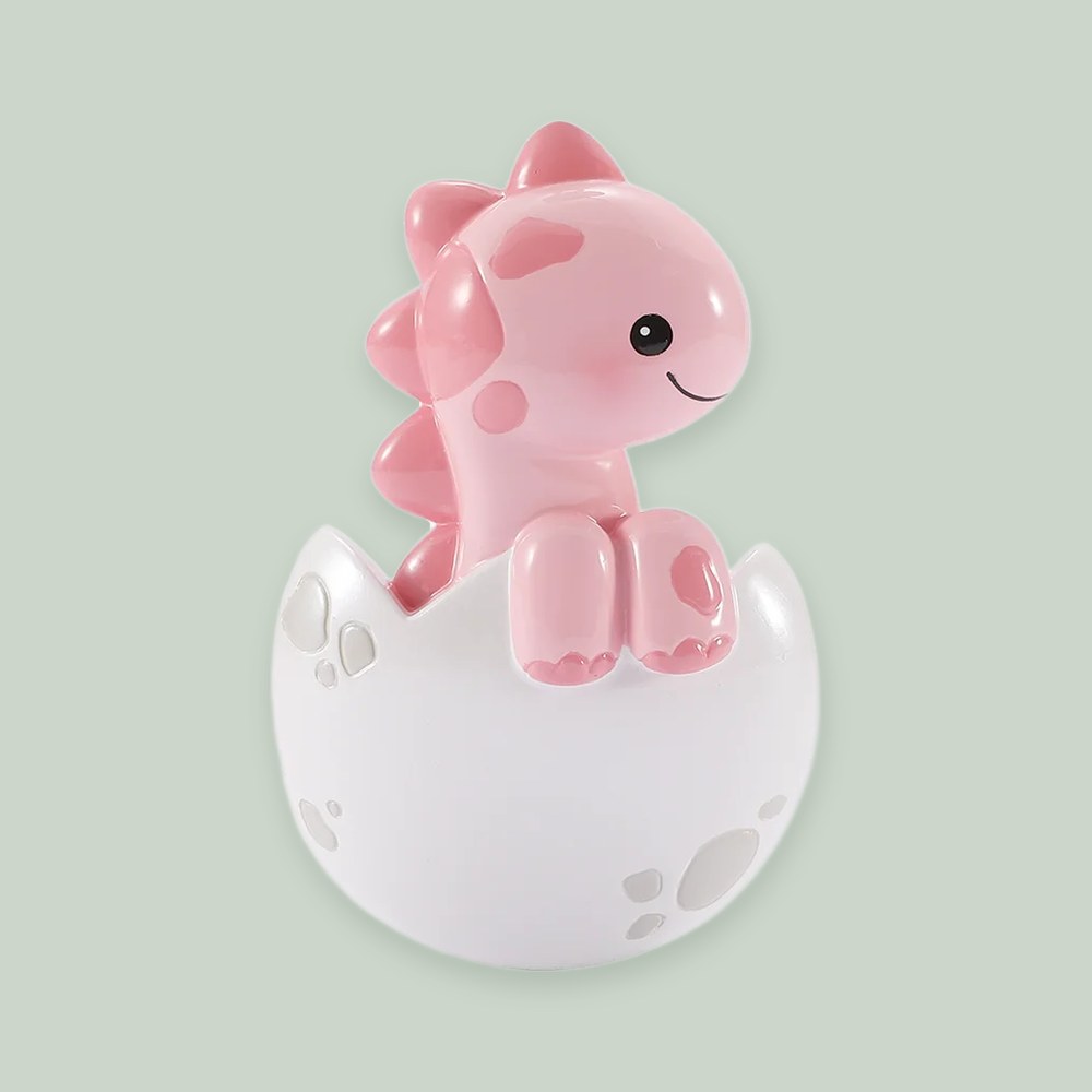 Baby Brontosaurus- Pink ornament on a sage green background