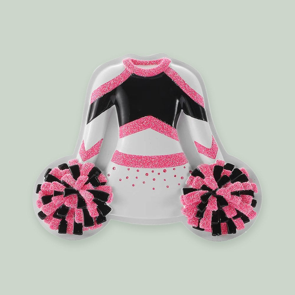 Competitive Cheer Uniform ornament on a sage green background