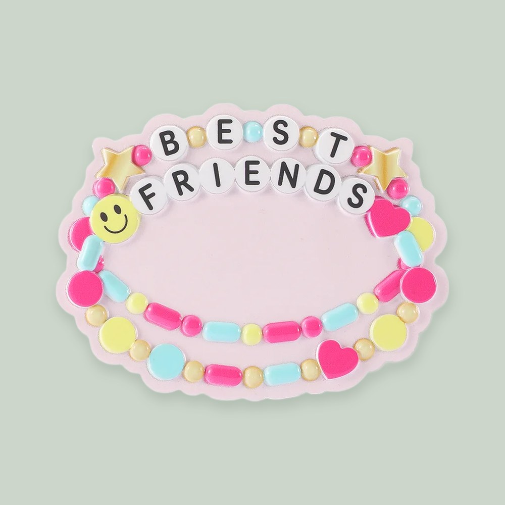 Friendship Bracelets ornament on a sage green background
