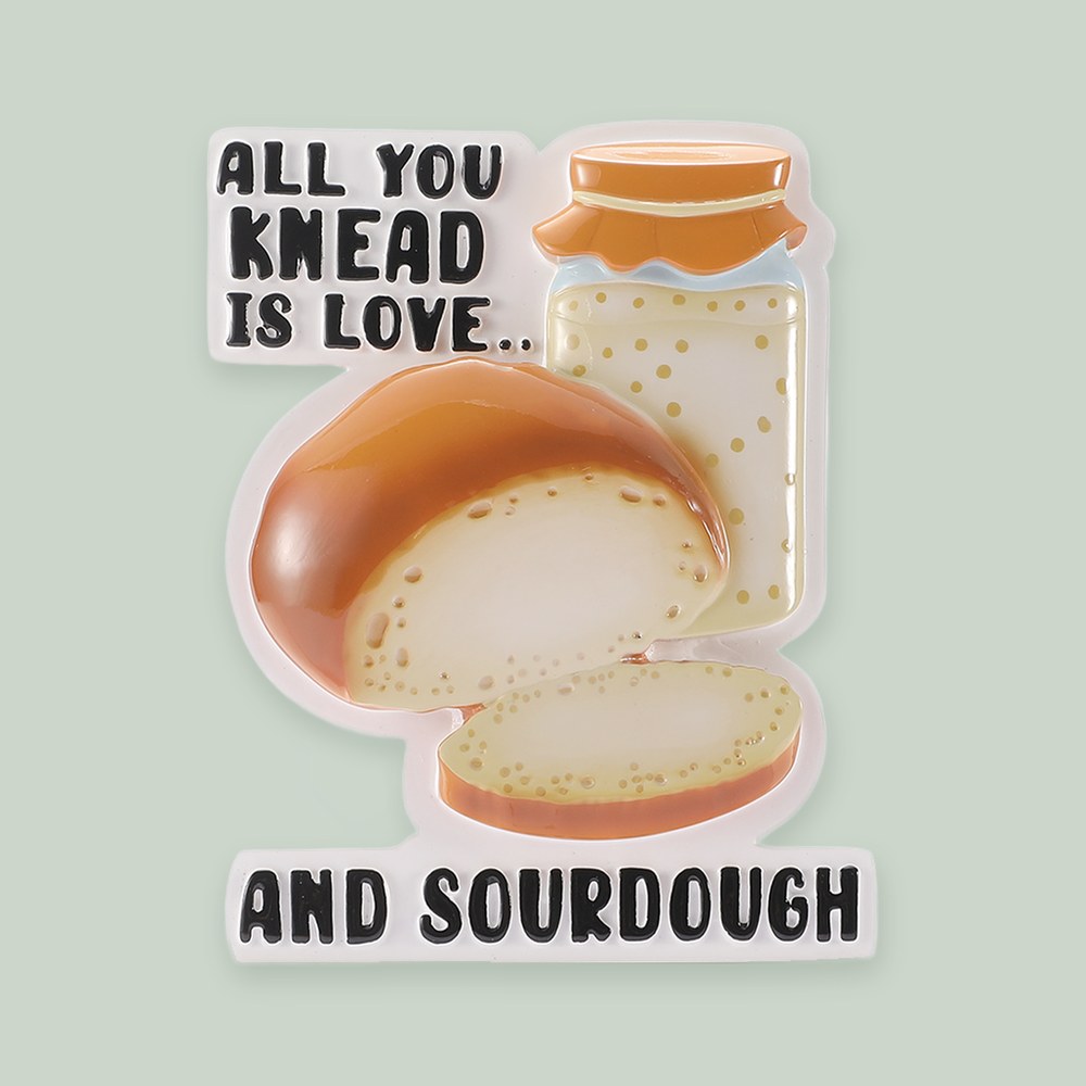 All You Knead Is Love — Sourdough ornament on a sage green background