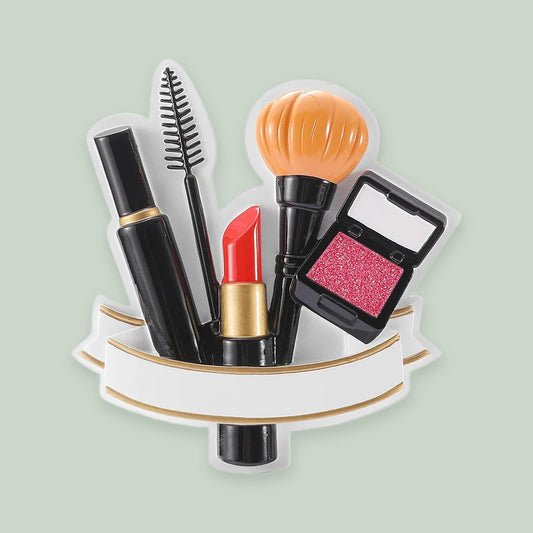 Makeup Artist Kit ornament on a sage green background