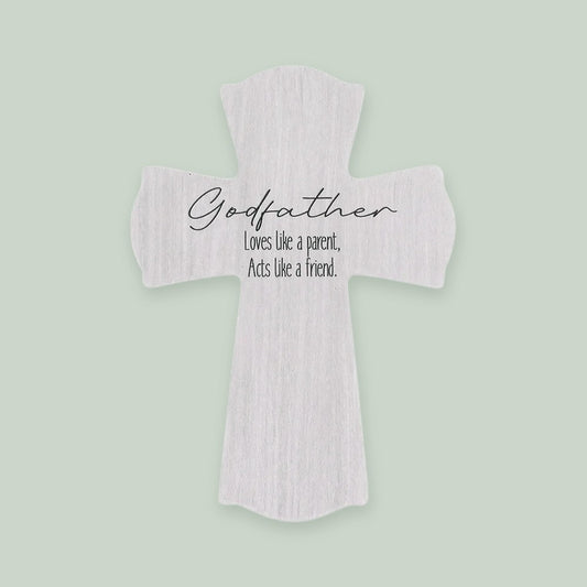 Godfather Cross ornament on a sage green background