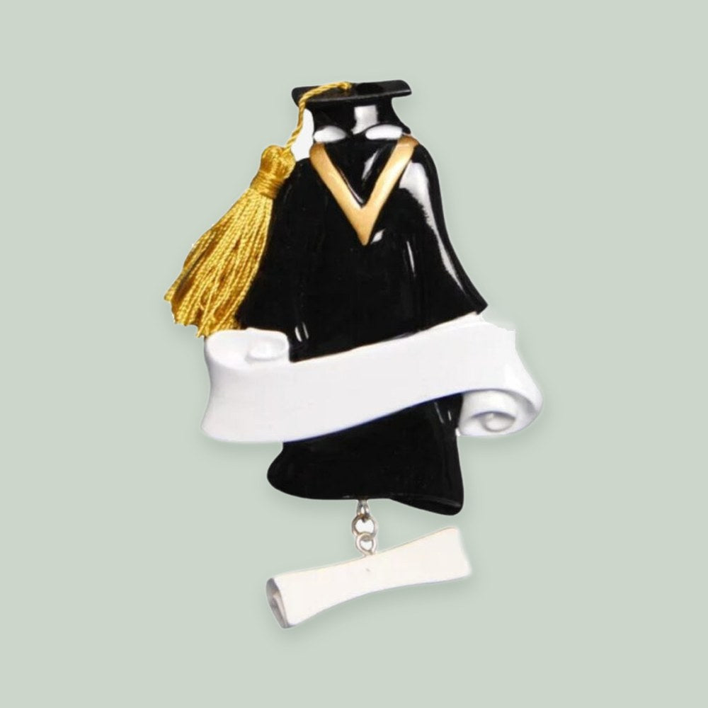 Grad Gown ornament on a sage green background