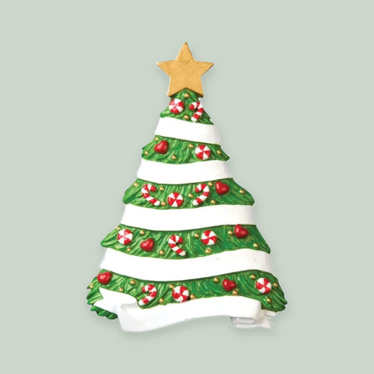 Grandma's Christmas Tree ornament on a sage green background