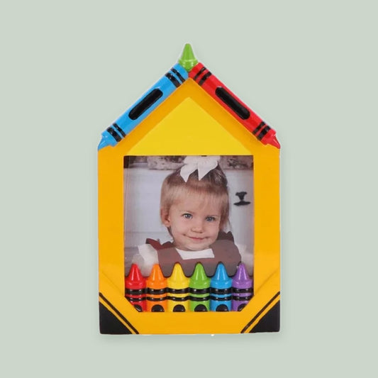 Crayon Photo Frame ornament on a sage green background