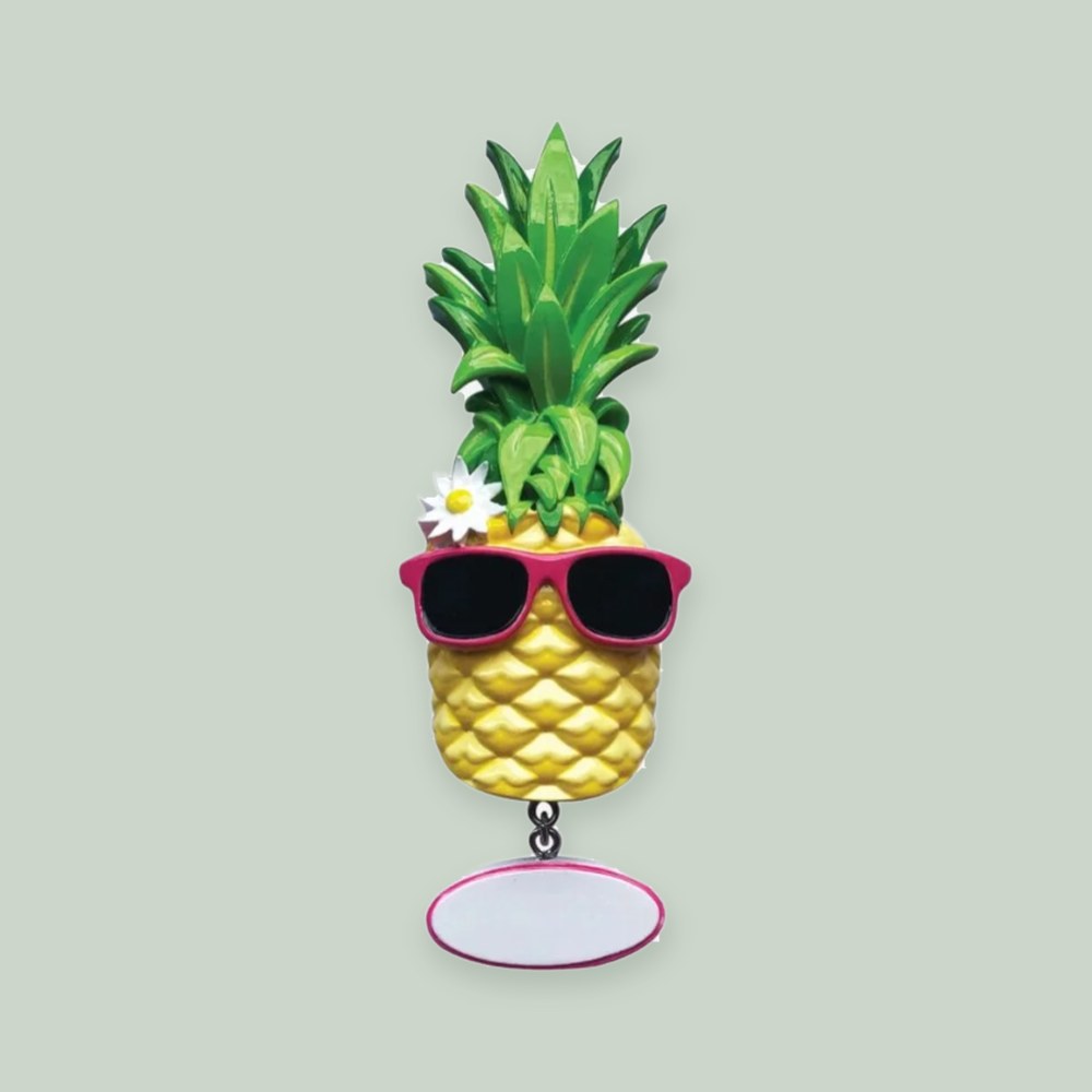 Pineapple with Sunglasses Personalized Christmas Ornament