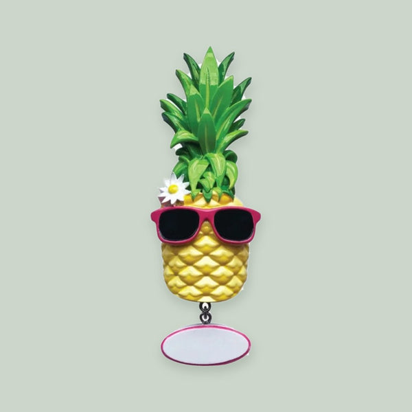 Pineapple with Sunglasses Personalized Christmas Ornament
