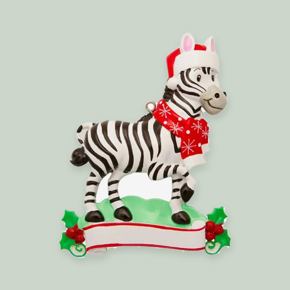 Zebra (Zoo Animals) Personalized Christmas Ornament