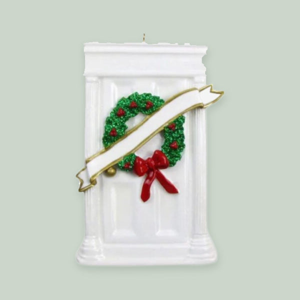 Door with Wreath Personalized Christmas Ornament