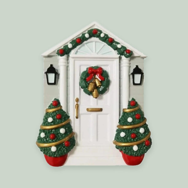 White Door w/Wreath Personalized Christmas Ornament