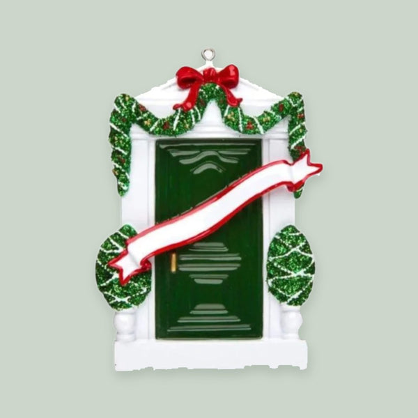 Green Door Personalized Christmas Ornament