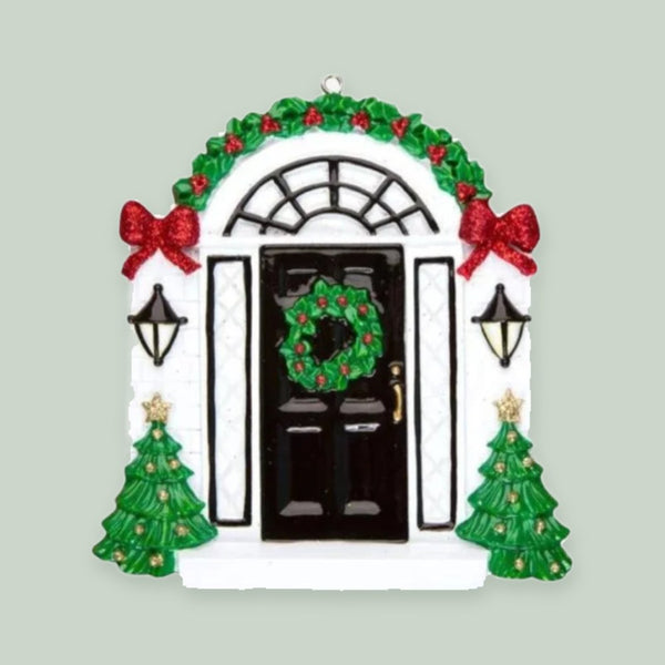 Elegant Black Door Personalized Christmas Ornament