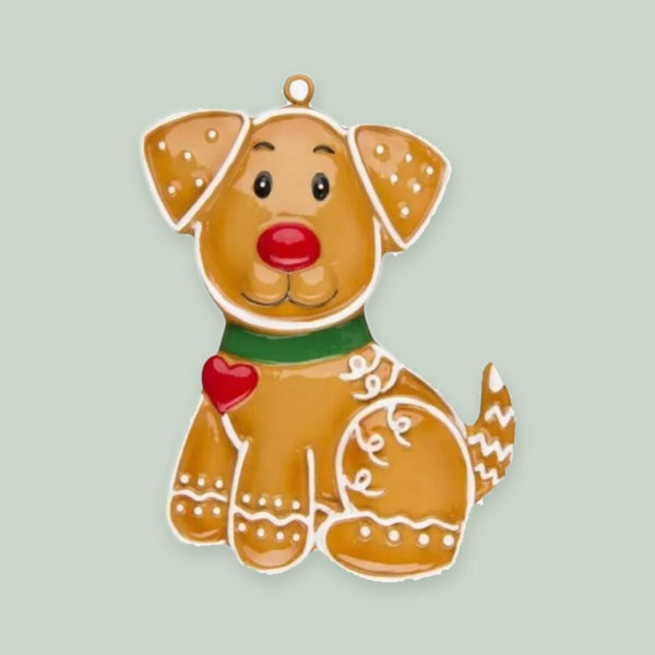 Gingerbread Dog Personalized Christmas Ornament