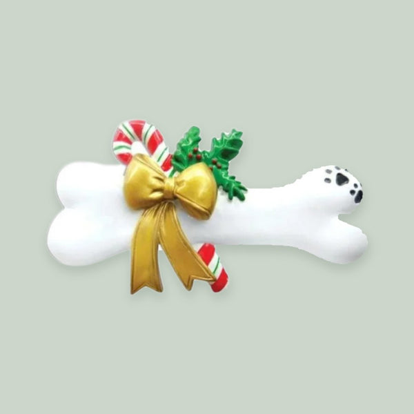 Dog Bone with Holly Personalized Christmas Ornament