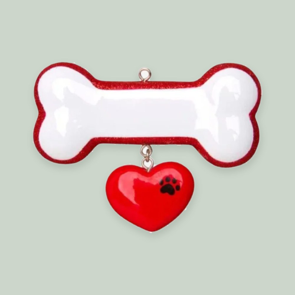 Dog Bone with Ribbon Personalized Christmas Ornament
