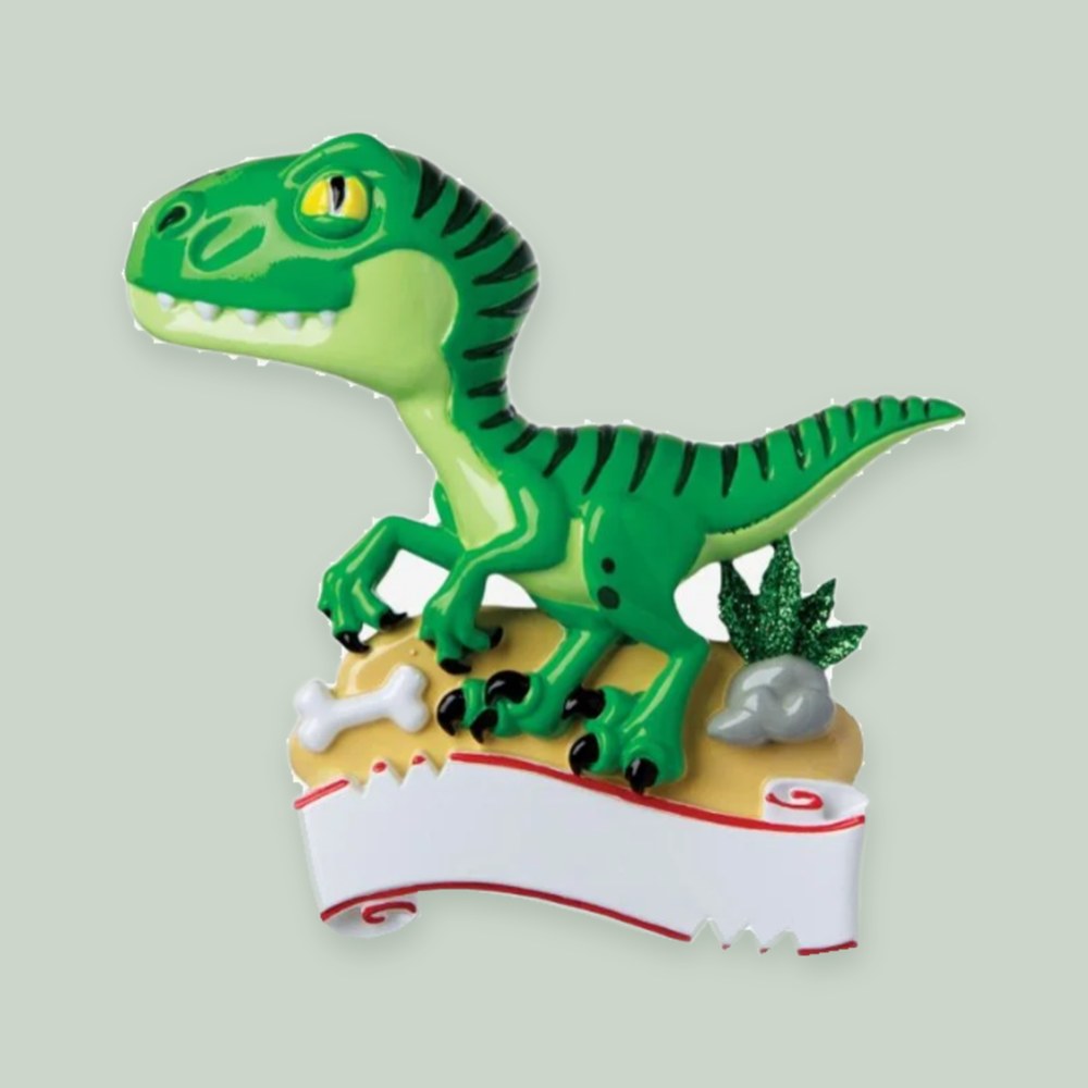 Green Dinosaur Personalized Christmas Ornament