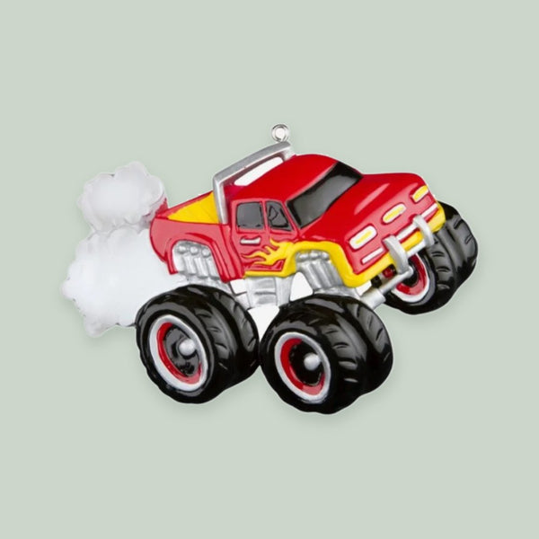 General Monster Truck Red Personalized Christmas Ornament