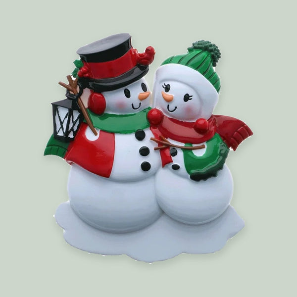 Snowman Family of 2 Personalized Christmas Ornament