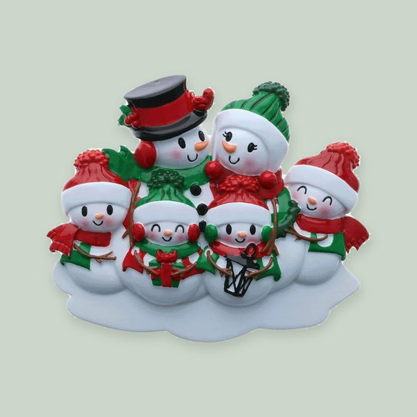Snowman Family of 6 Personalized Christmas Ornament