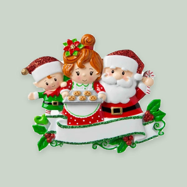 Santa Mrs Claus with 3 Personalized Christmas Ornament