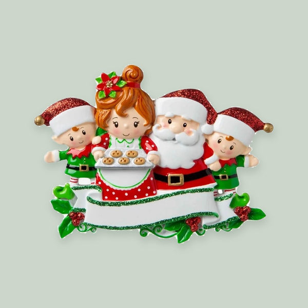 Santa Mrs Claus with 4 Personalized Christmas Ornament
