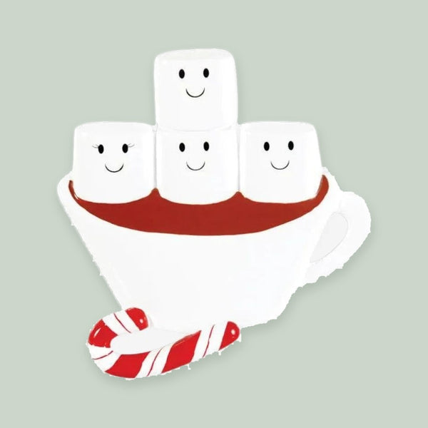 Hot Chocolate Family of 4 Personalized Christmas Ornament