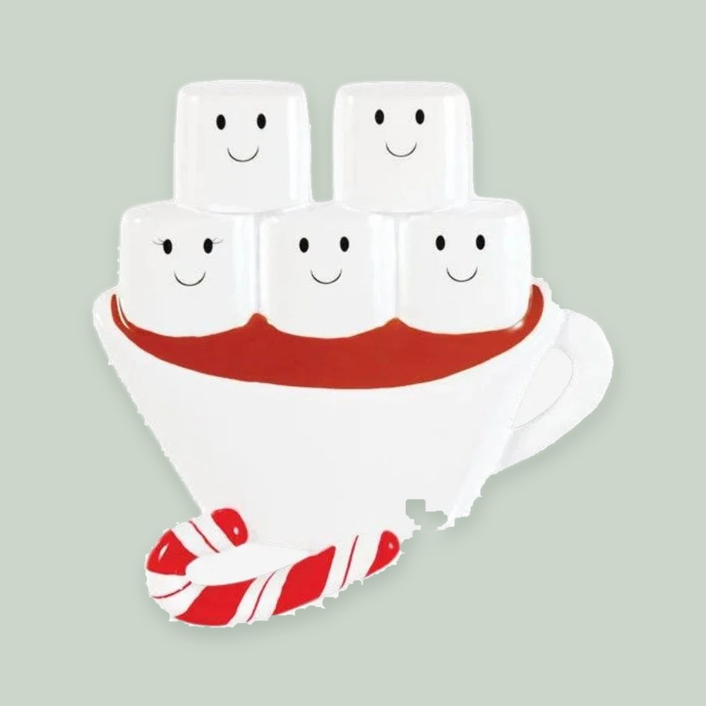 Hot Chocolate Family of 5 Personalized Christmas Ornament