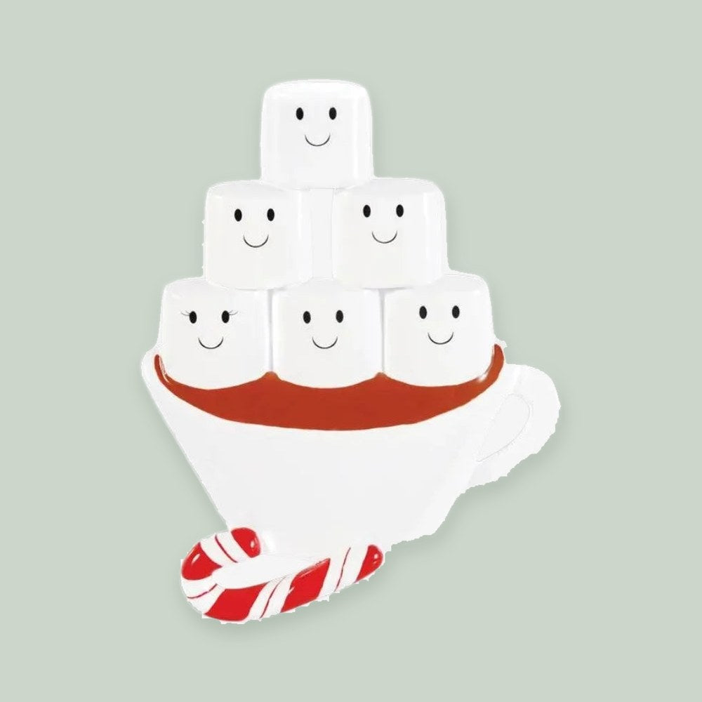 Hot Chocolate Family of 6 Personalized Christmas Ornament