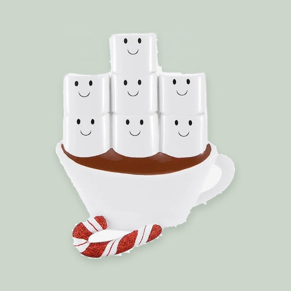 Hot Chocolate Family of 7 Personalized Christmas Ornament