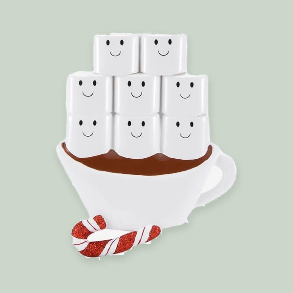 Hot Chocolate Family of 8 Personalized Christmas Ornament