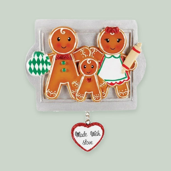 Made W/Love Family Of 3 Personalized Christmas Ornament
