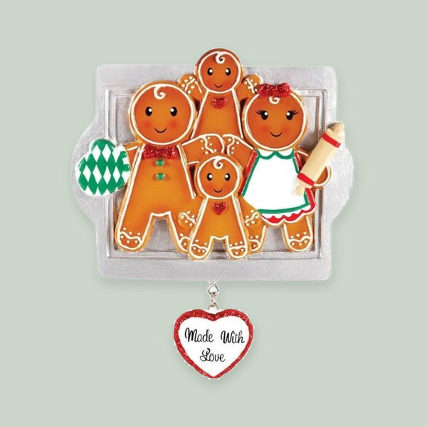 Made W/Love Family Of 4 Personalized Christmas Ornament