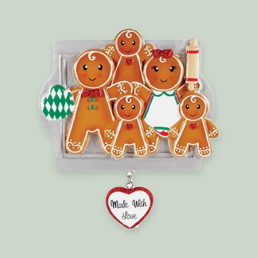 Made W/Love Family Of 5 Personalized Christmas Ornament