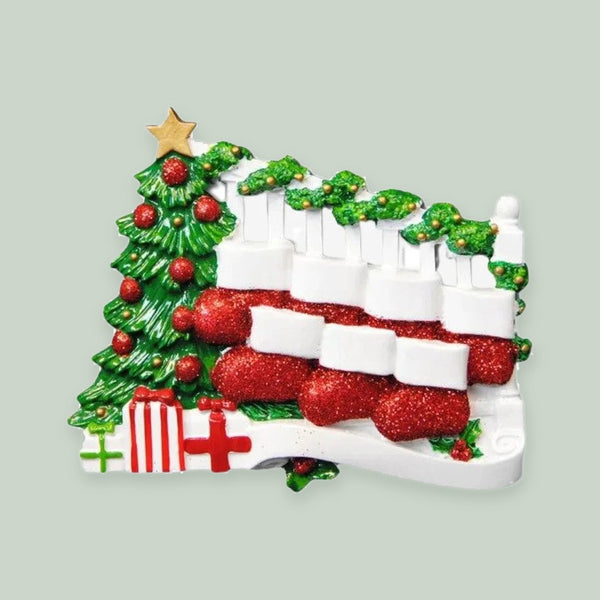 Bannister with 7 Stockings Personalized Christmas Ornament