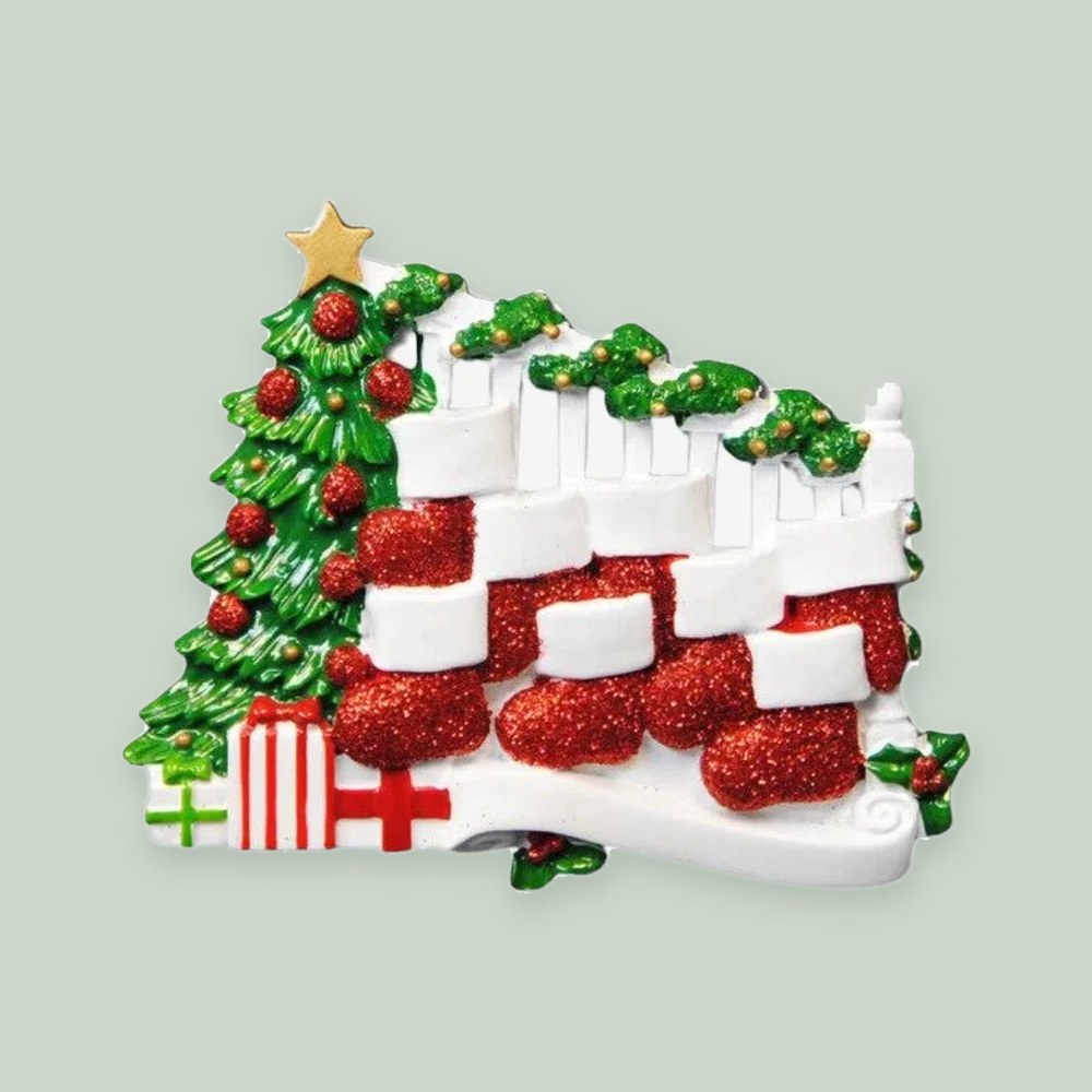 Bannister with 8 Stockings Personalized Christmas Ornament