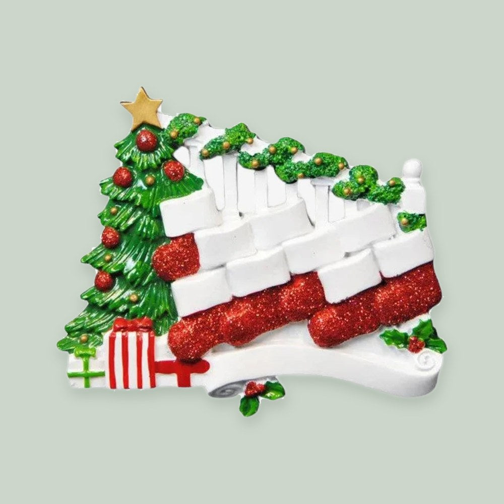 Bannister with 9 Stockings Personalized Christmas Ornament
