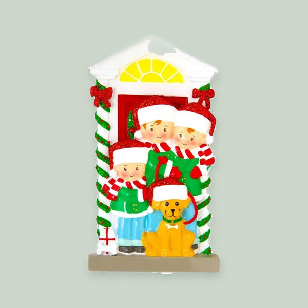 Family of 3 with Dog Personalized Christmas Ornament