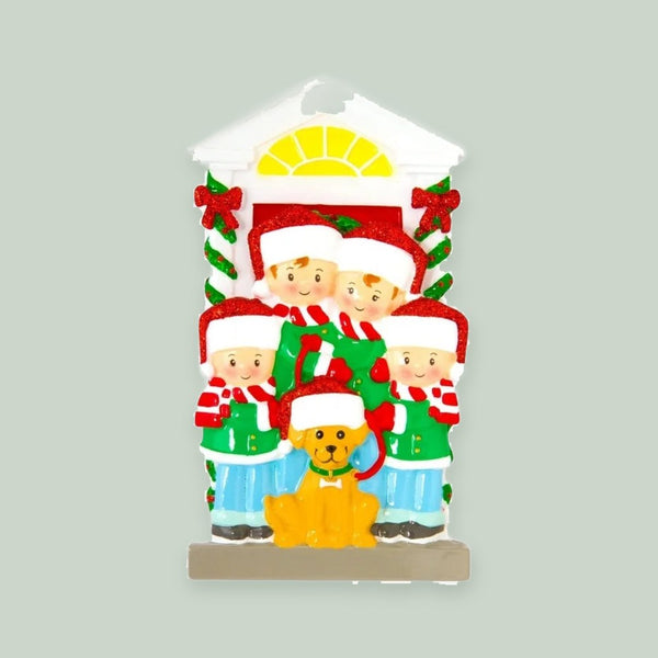 Family of  4 with Dog Personalized Christmas Ornament
