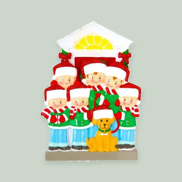 Family of 6 with Dog Personalized Christmas Ornament