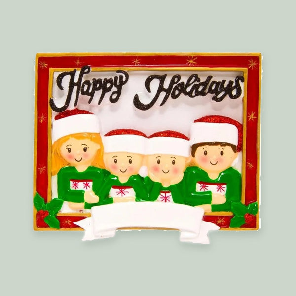 Christmas Card Family of 4 Personalized Christmas Ornament