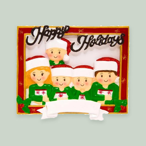 Christmas Card Family of 5 Personalized Christmas Ornament