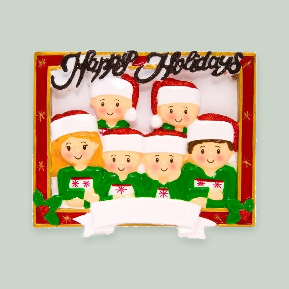 Christmas Card Family of 6 Personalized Christmas Ornament